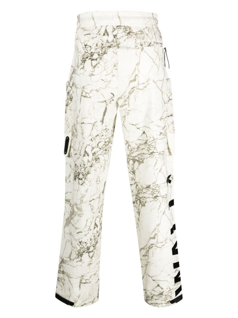 White Overset Tech Marbled Cotton Trousers