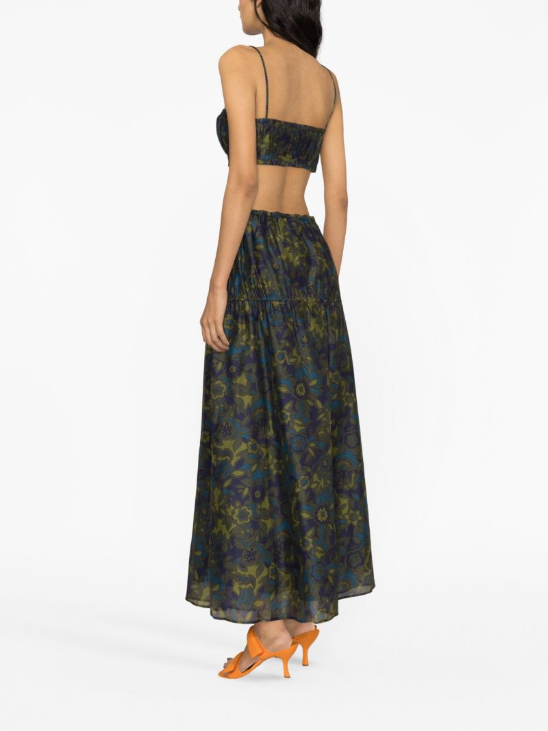 Green Valerio Floral-print Crop Top