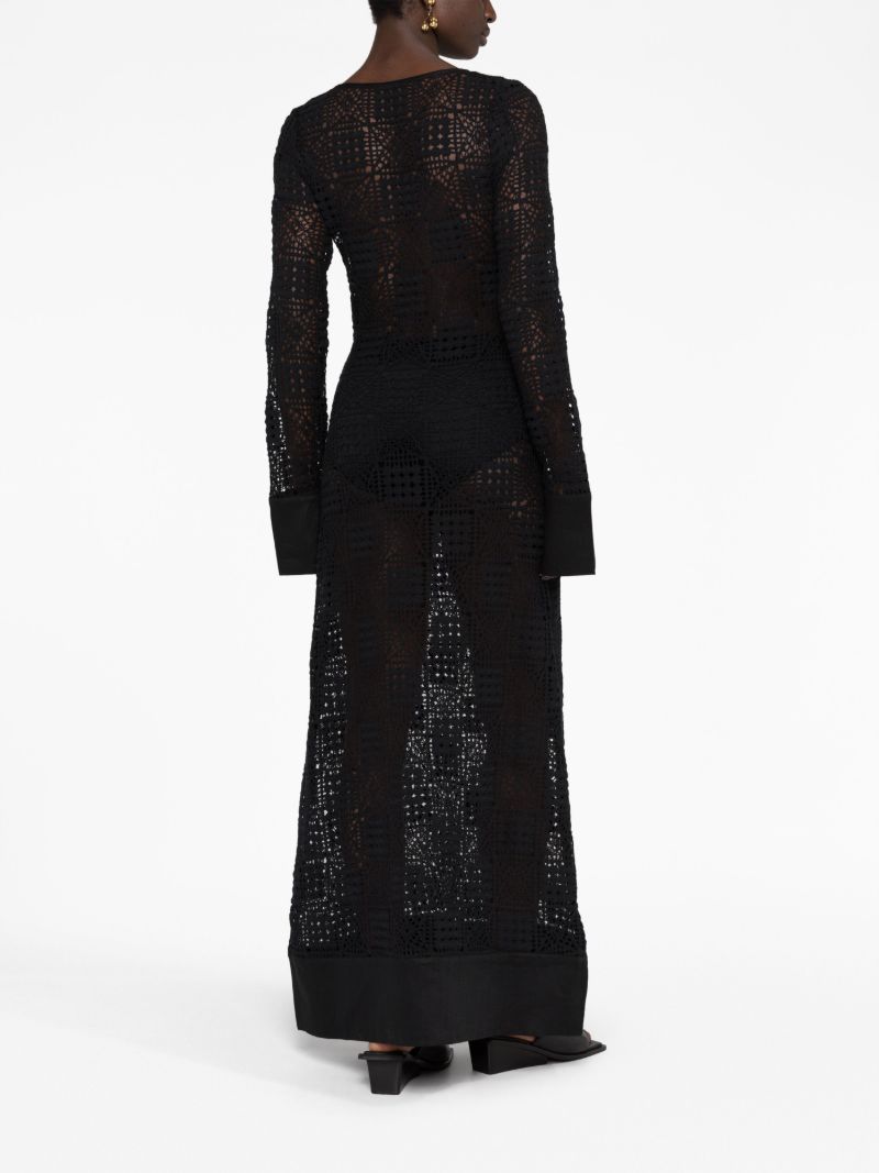 Black Rayure Crochet Maxi Dress