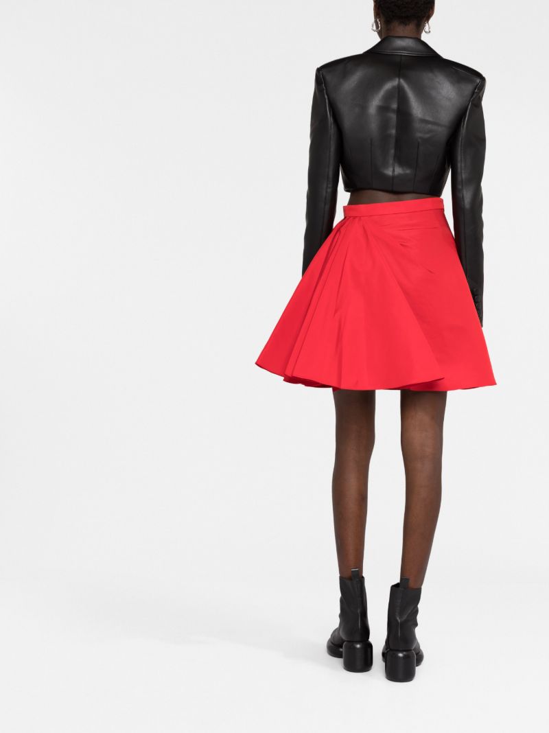 Red Flared Mini Skirt