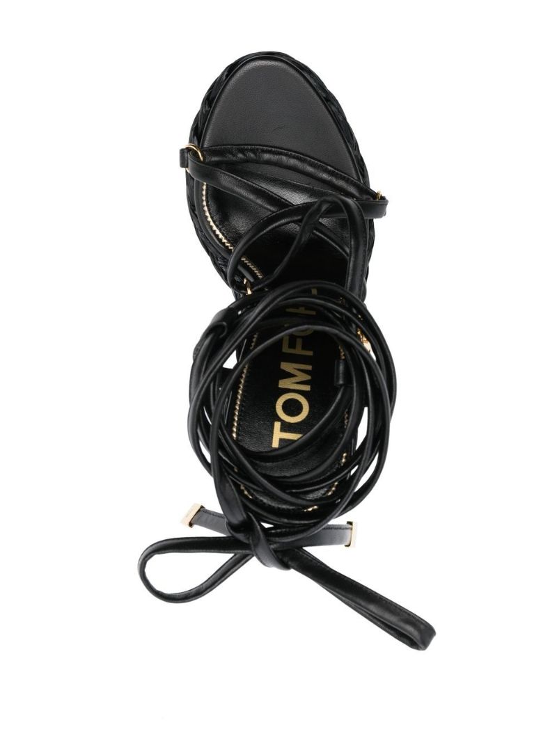 Black Padlock 140 Leather Platform Sandals