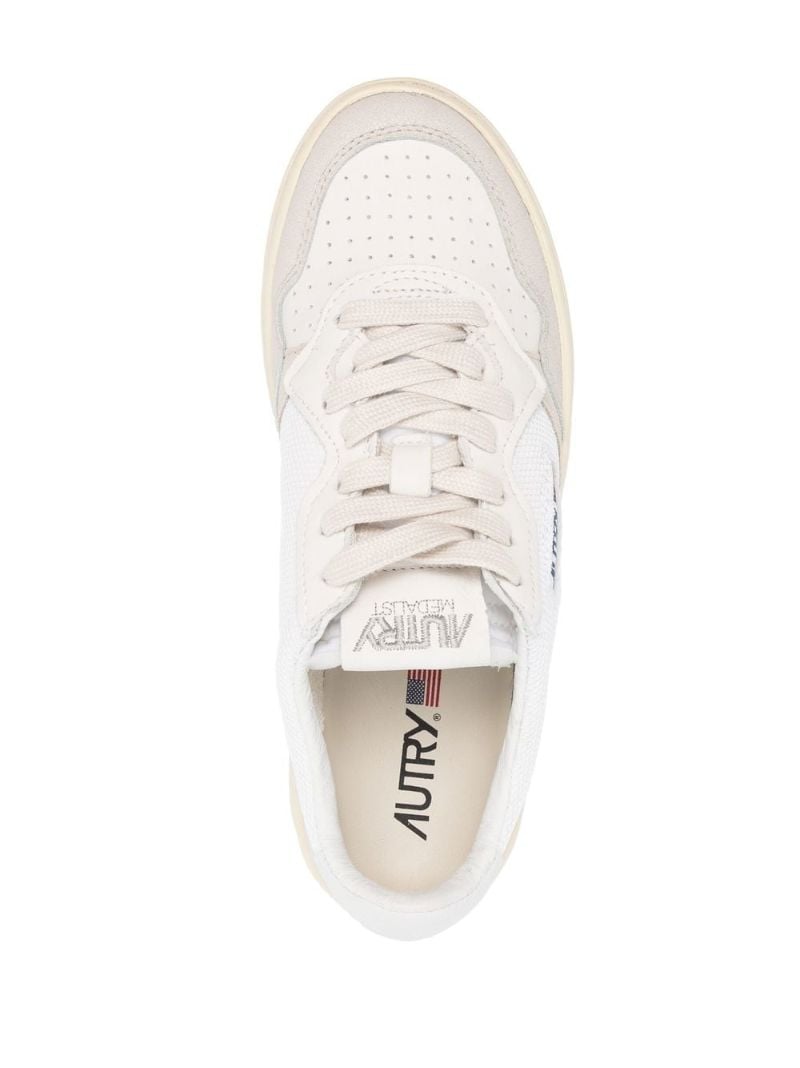 White Medalist Leather and Suede Sneakers