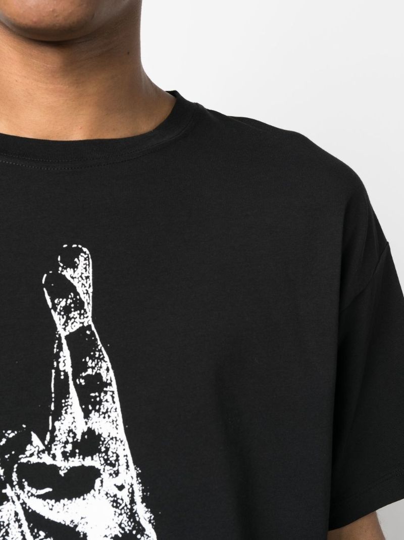 Black Hand Sign Print T-shirt