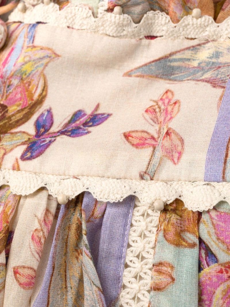 Neutral Cira Floral Print Mini Dress