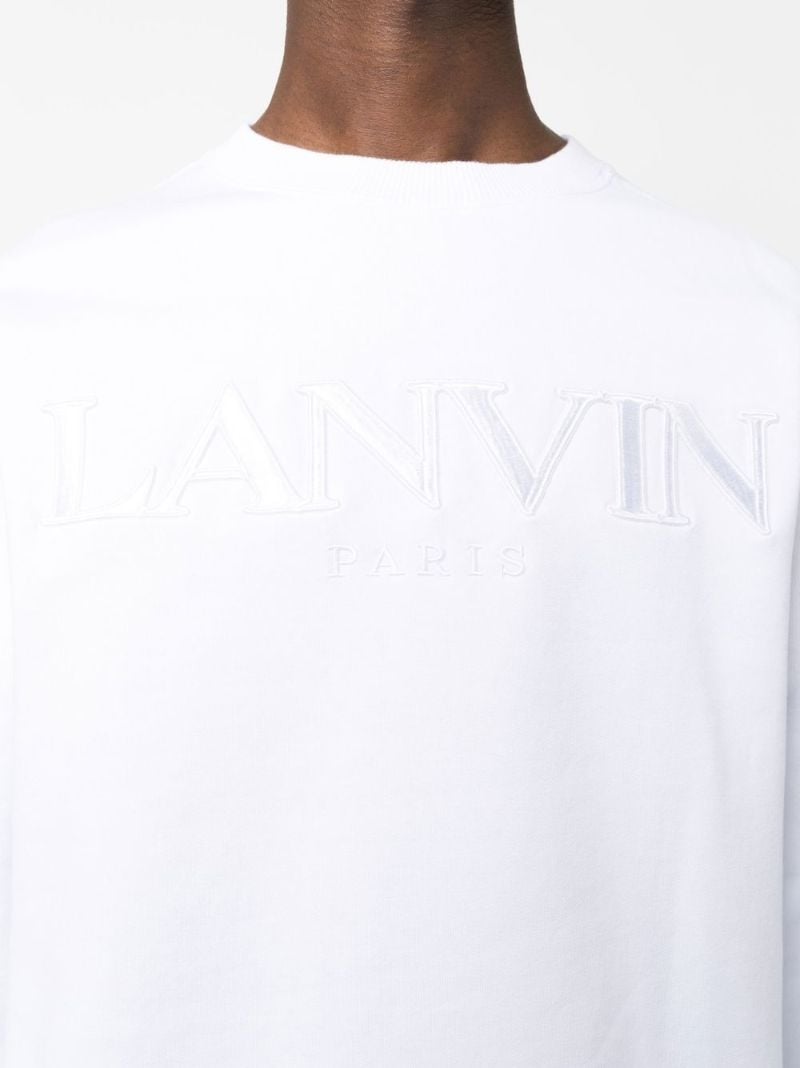 White Logo Embroidered Cotton Sweatshirt