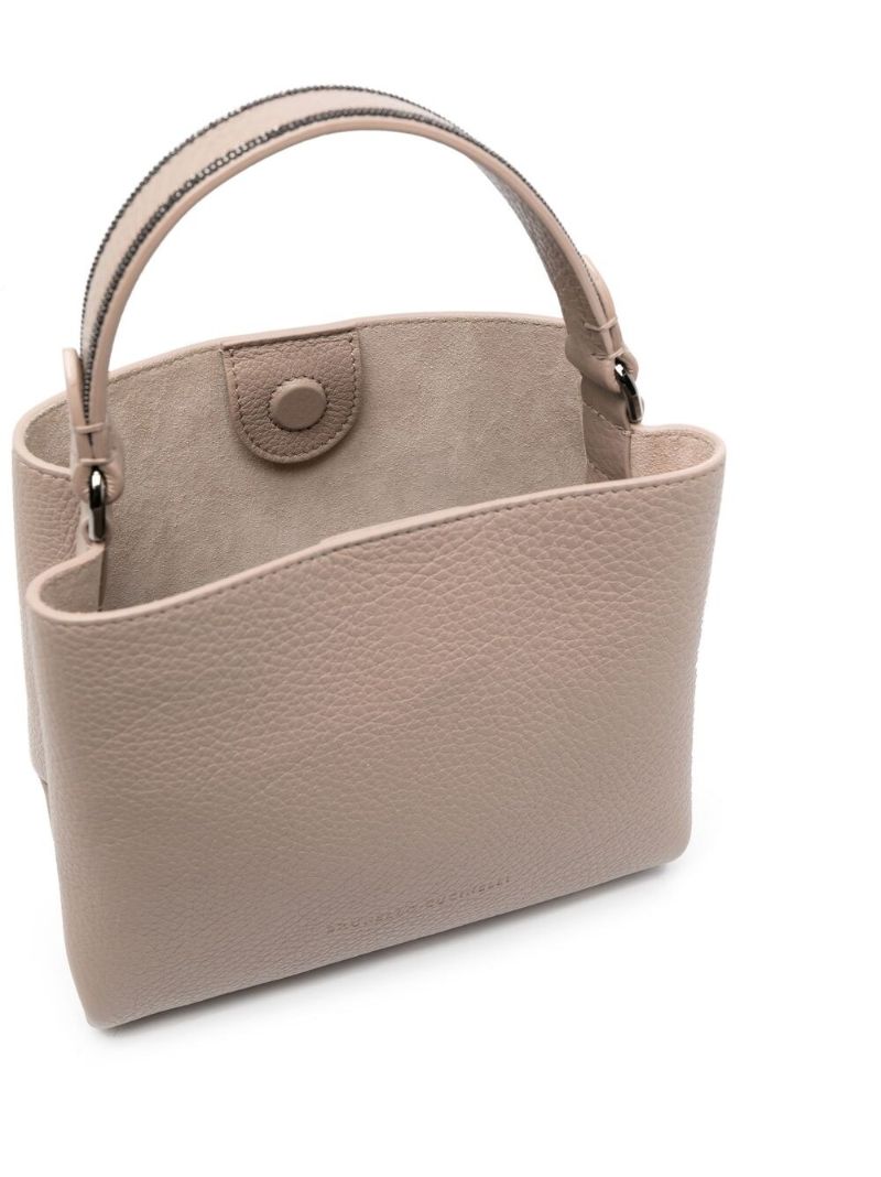 Brown Debossed-logo Leather Tote Bag