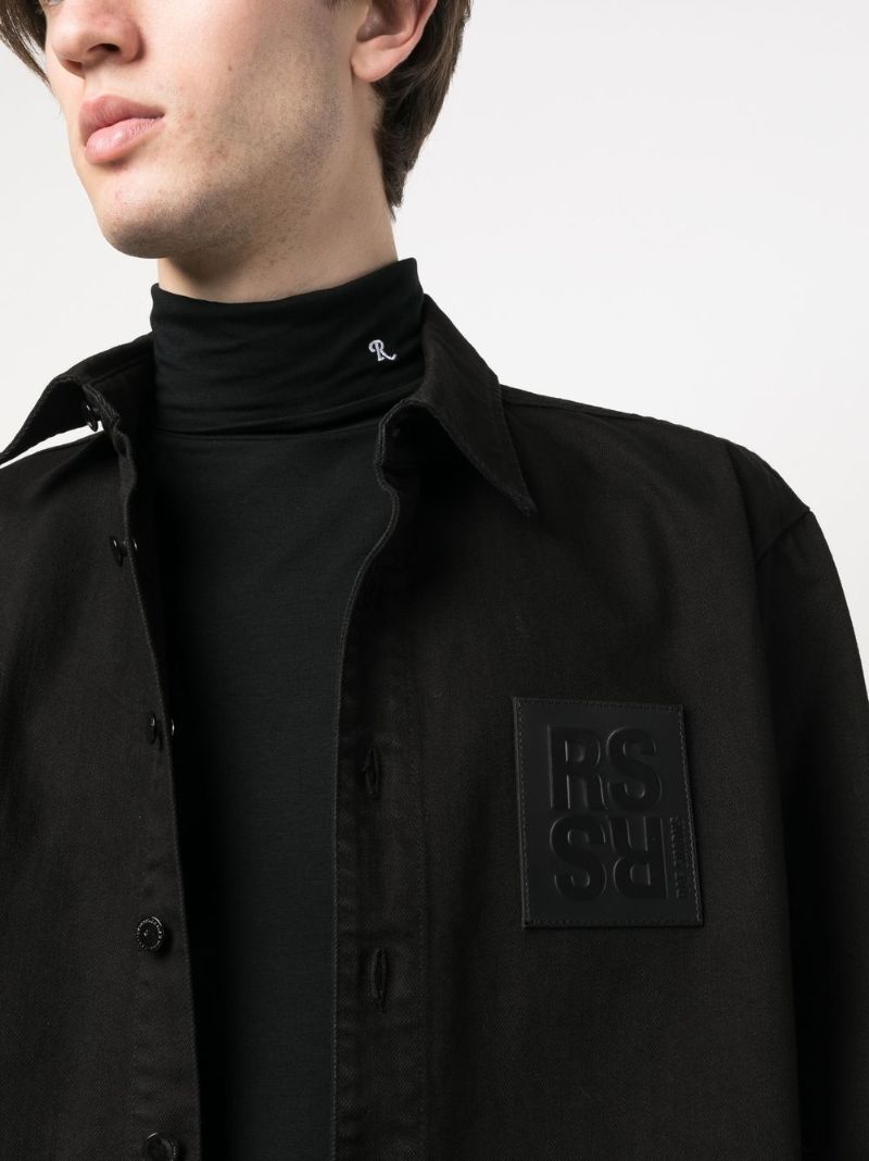 Black Logo Patch Denim Shirt