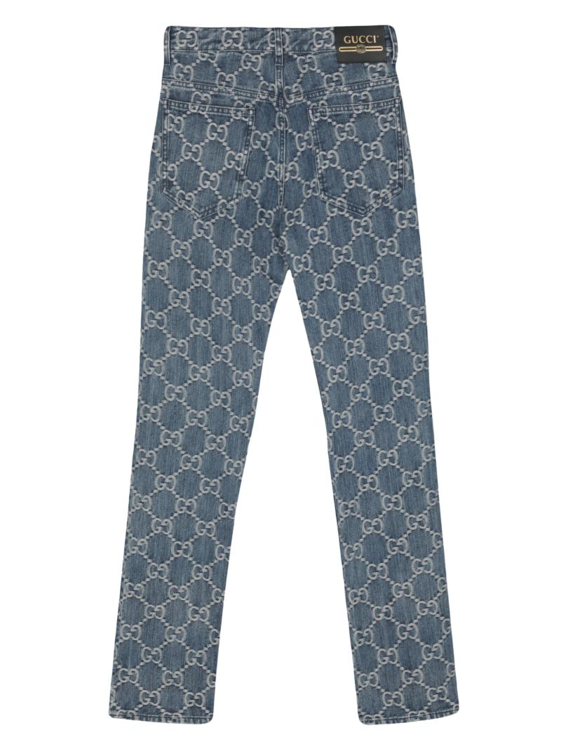 Blue Gg Jacquard Straight Leg Jeans