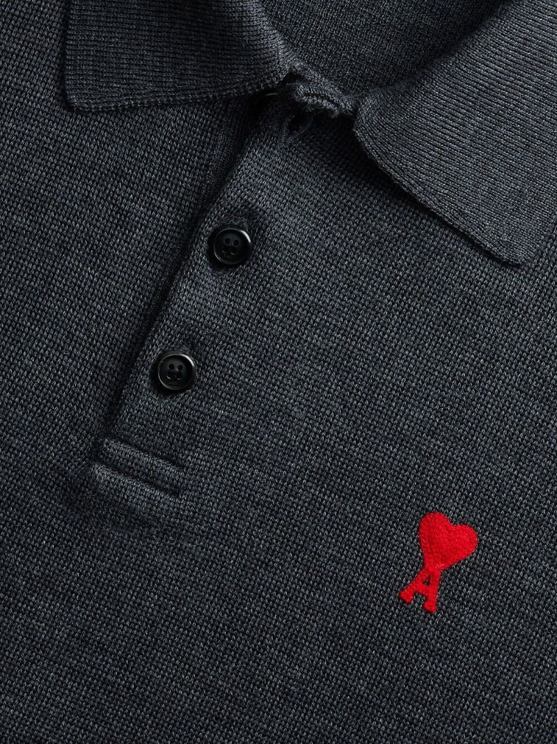 Grey Ami De Coeur Knitted Polo Shirt