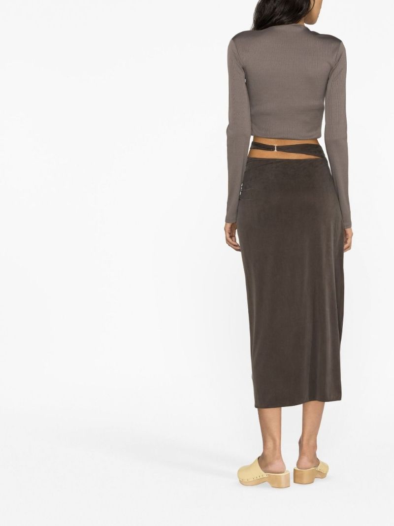 Brown La Jupe Espelho Asymmetric Midi Skirt