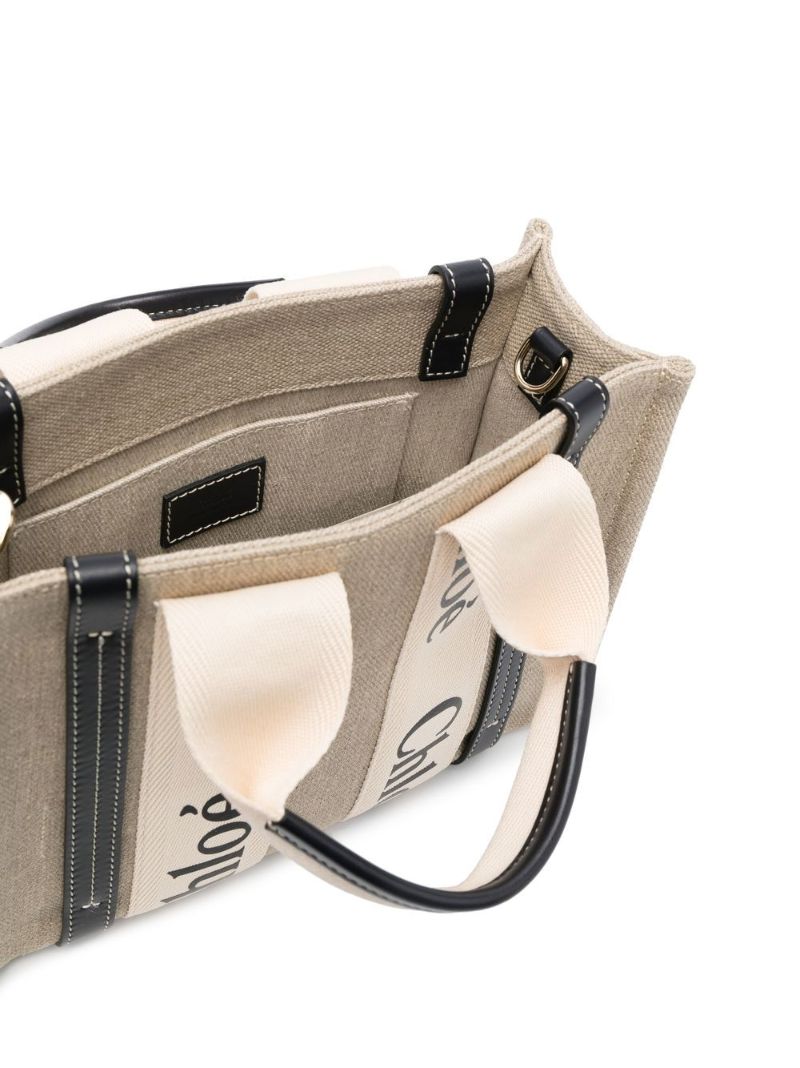 Neutral Woody Small Linen Tote Bag