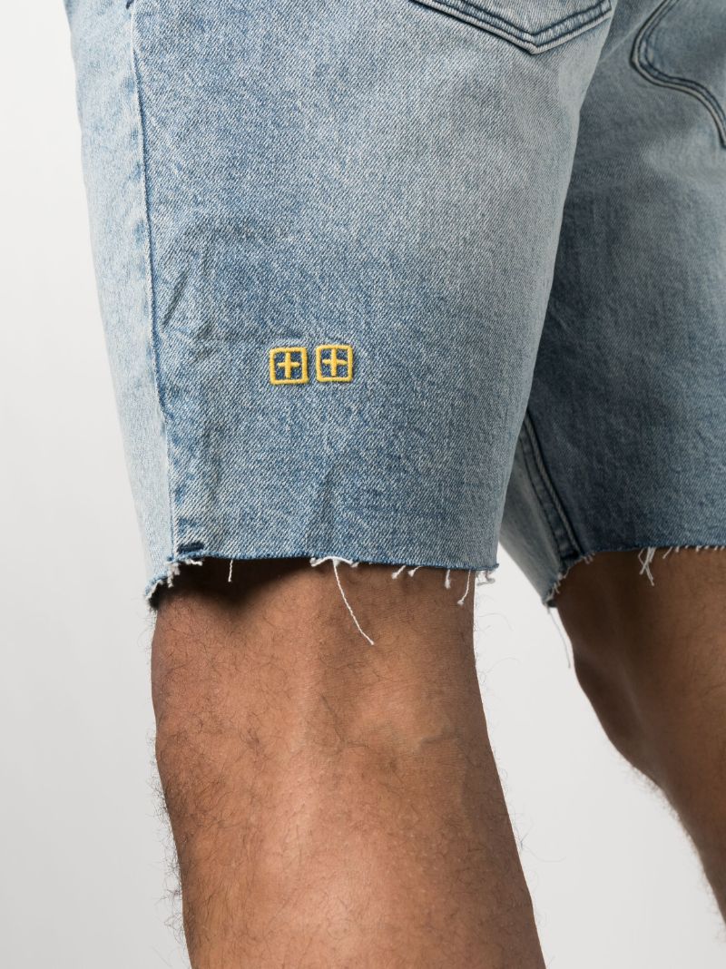 Blue Chopper Short Spray Out Yellow Denim Shorts