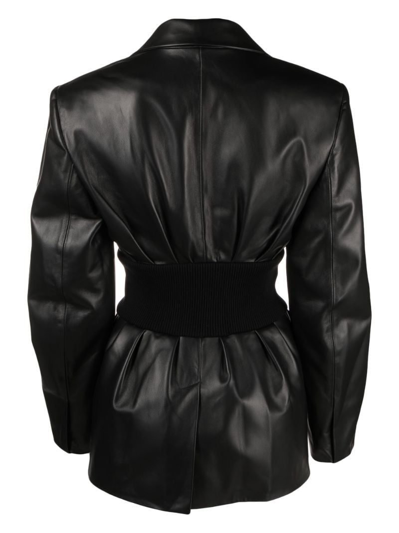 Black Ruched Leather Blazer
