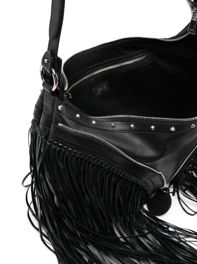 Black Fringed Repeat Shoulder Bag