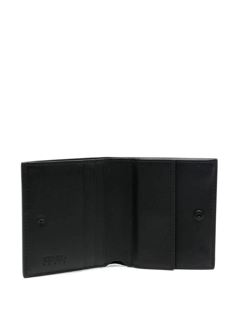 Black Logo Print Bi-fold Leather Wallet