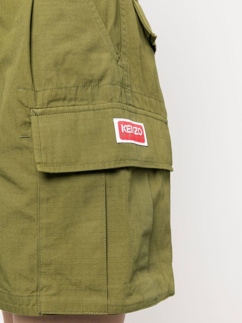 Green Cargo Cotton Mini Skirt