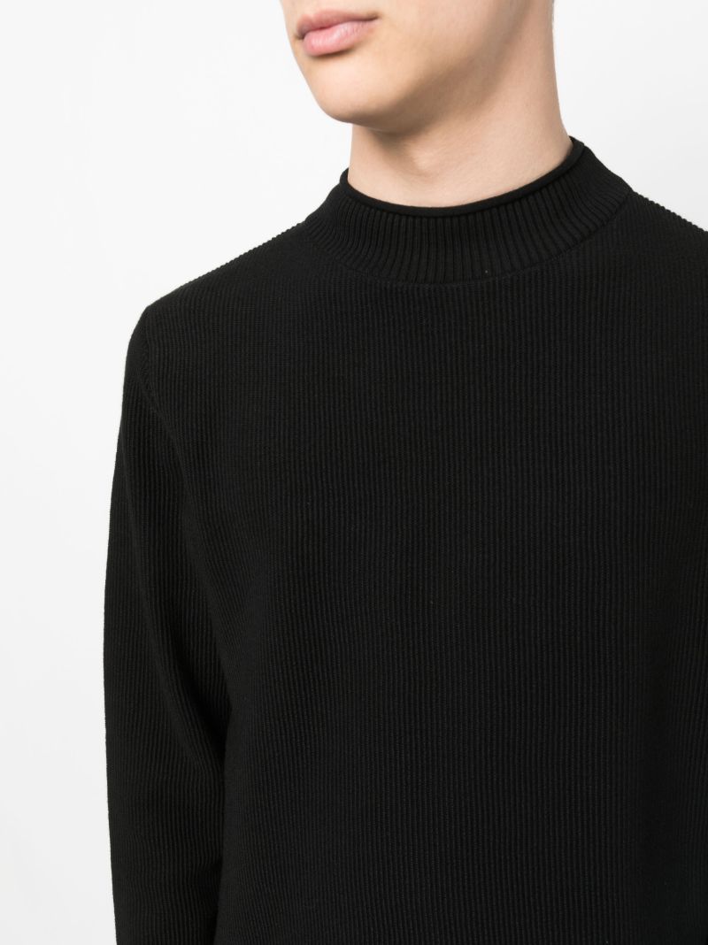 Black Ribbed Long-sleve Sweater