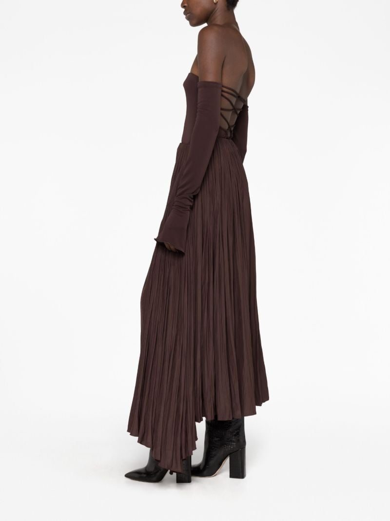 Brown Asymmetric Pleated Skirt