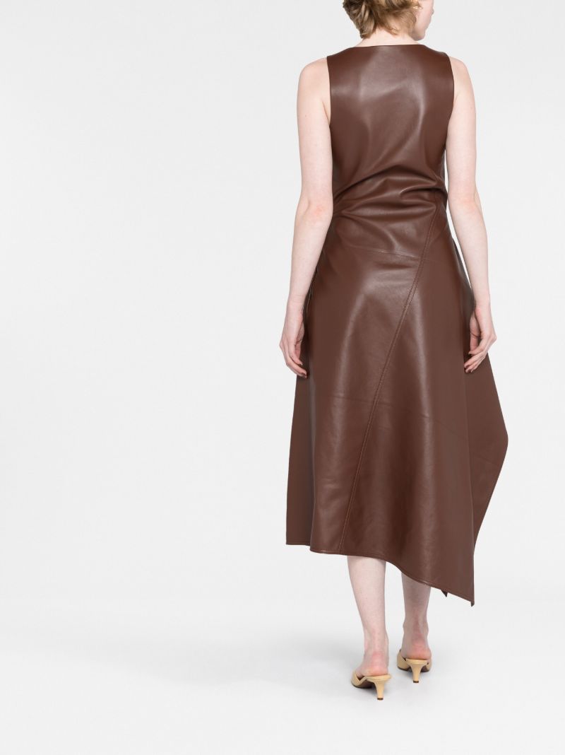 Brown Leather Midi Dress