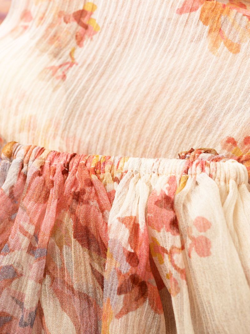 Neutral Devi Floral-print Silk Dress
