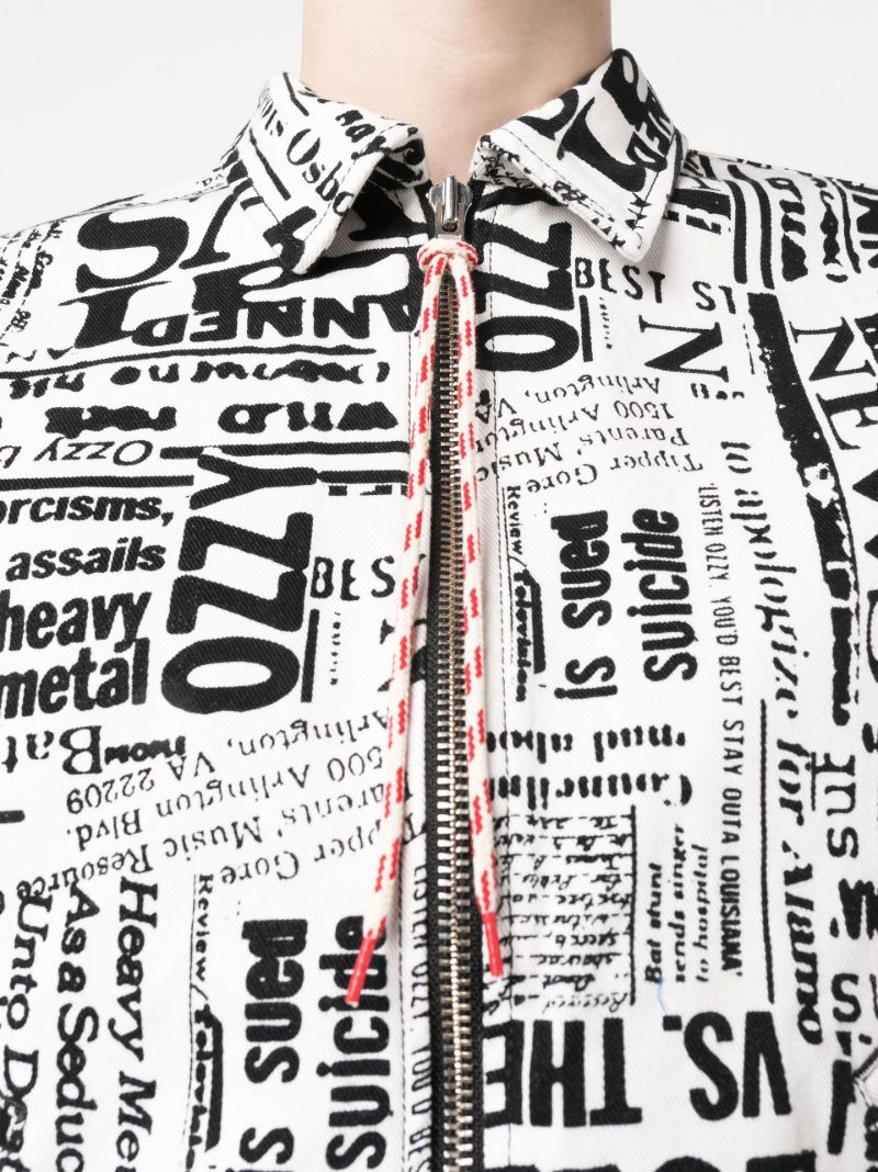 White Ozzy Newspaper Print Denim Jacket