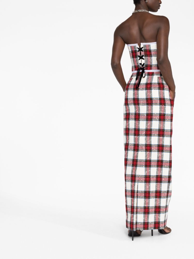 Neutral Tartan Bandeau Top