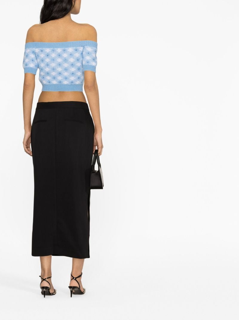 Blue Off-shoulder Cropped Top