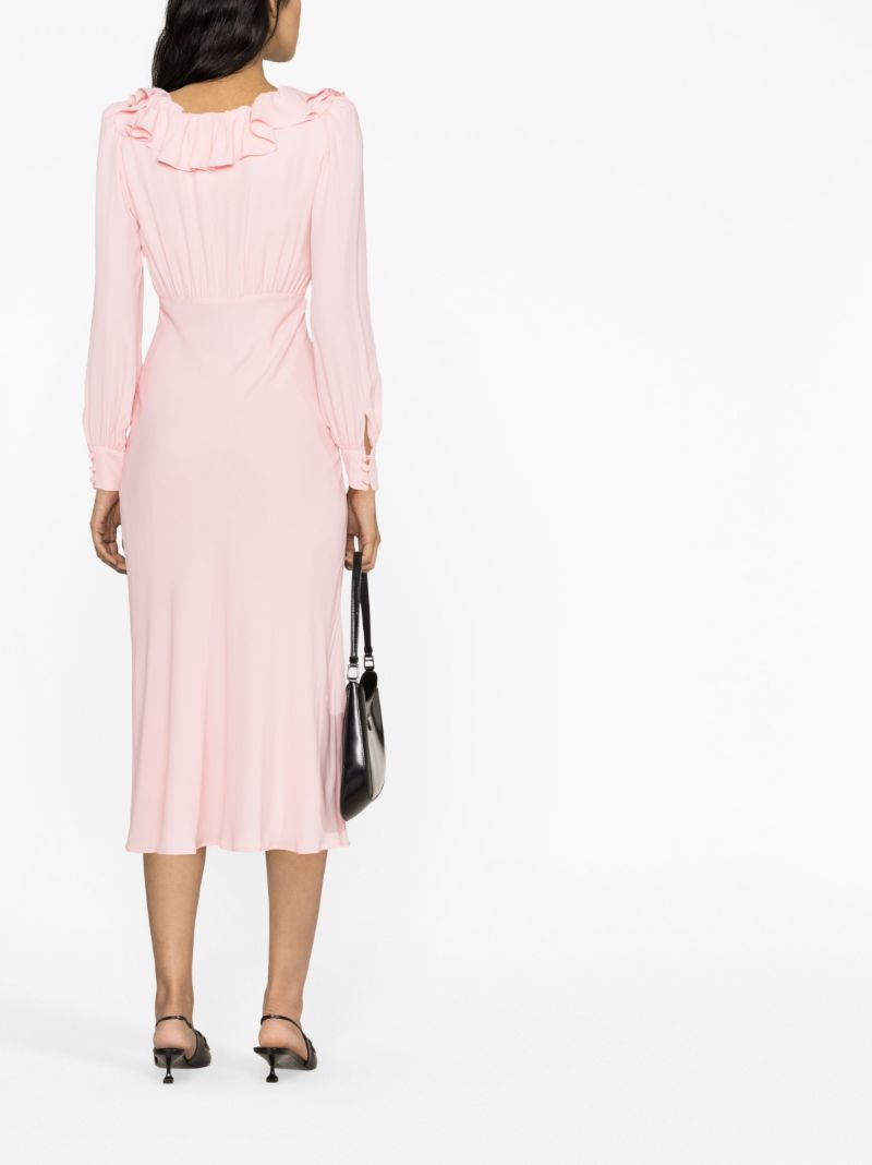 Pink Ruffled Midi Dress