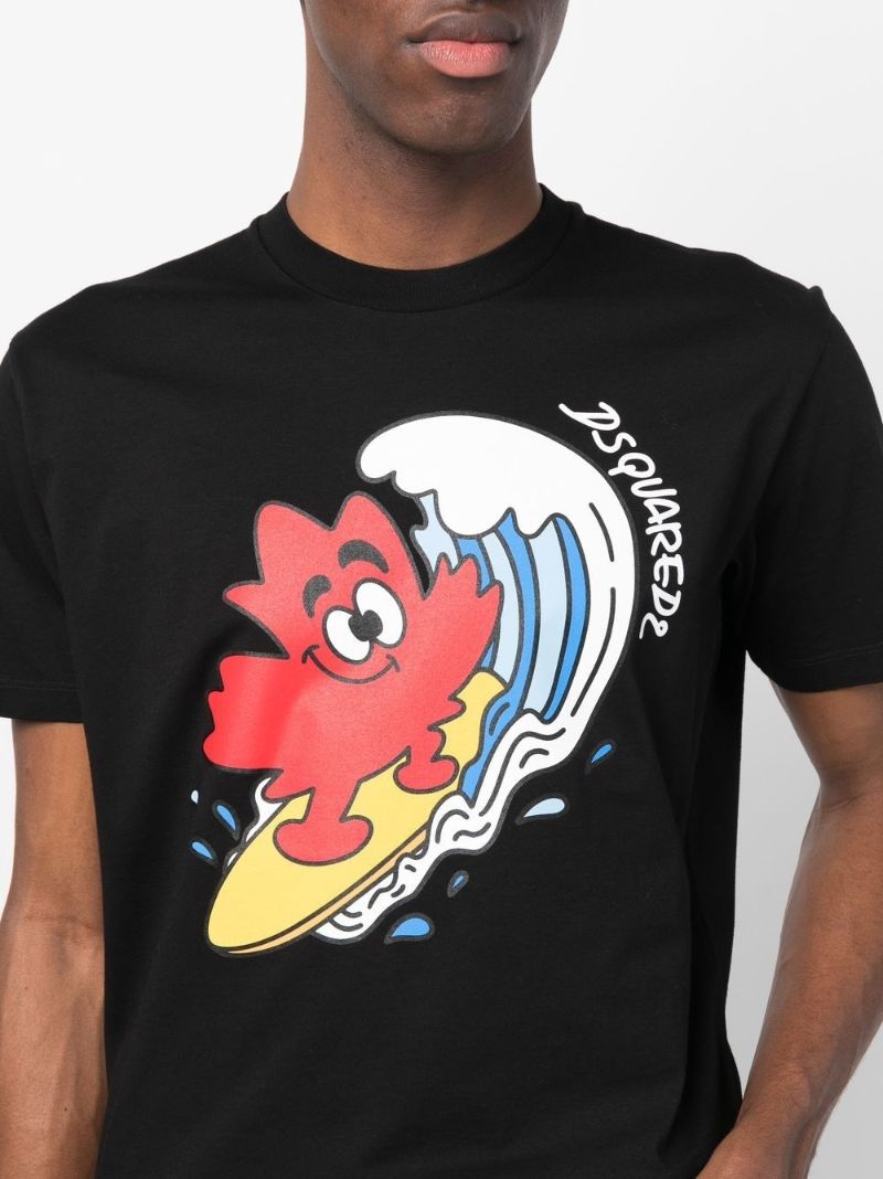 Black Graphic Print Cotton T-shirt
