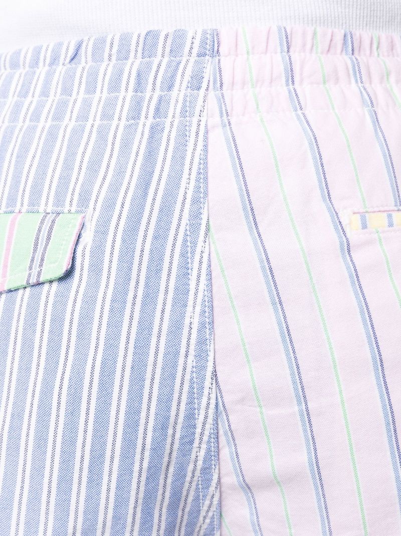 Green Striped Cotton Shorts