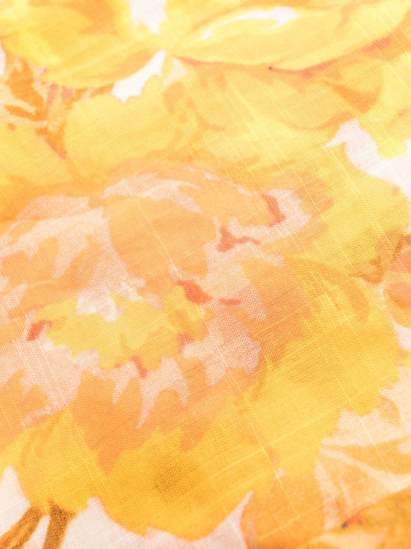 Orange Raie Floral Print Wrap Mini Dress