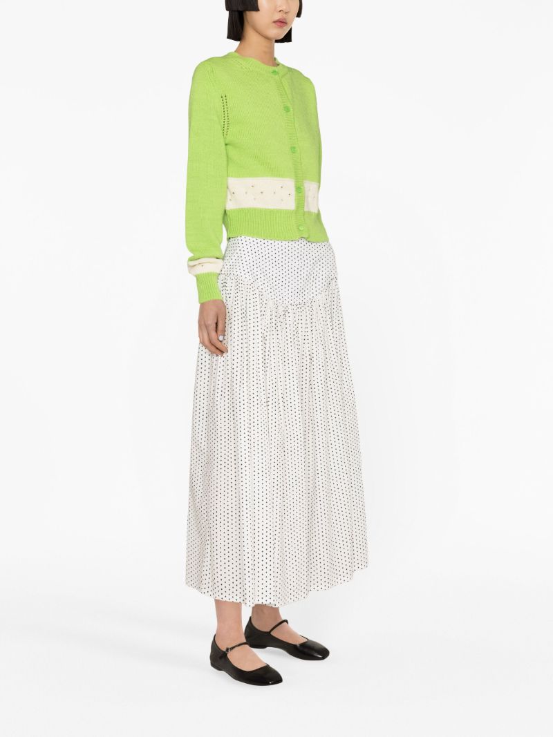 White Alessia Polka-dot Cotton Midi Skirt