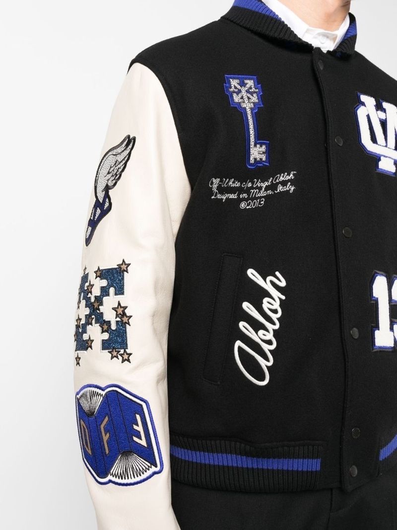 Black Patch Detailing Bomber Jacket