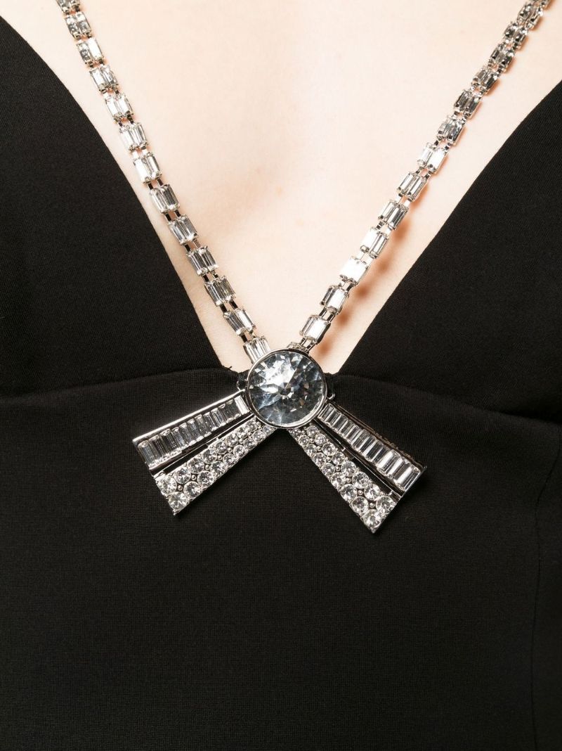 Black Crystal-embellished Mini Dress