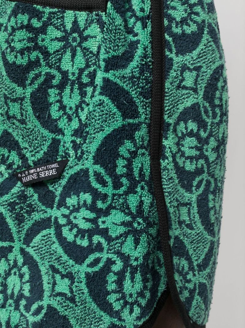 Green Patterned Jacquard Towels Track Shorts