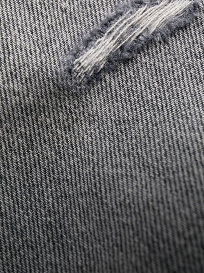 Grey Distressed Straight-leg Jeans