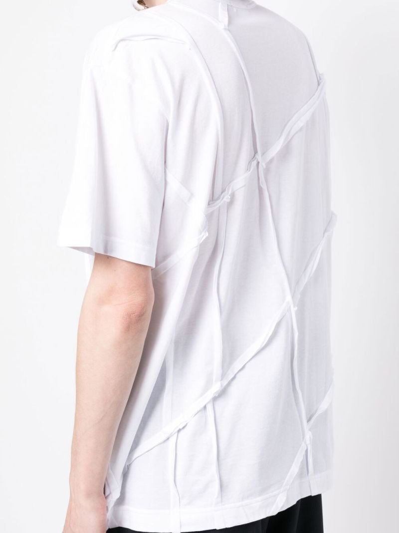 White Seam-detail Cotton T-shirt