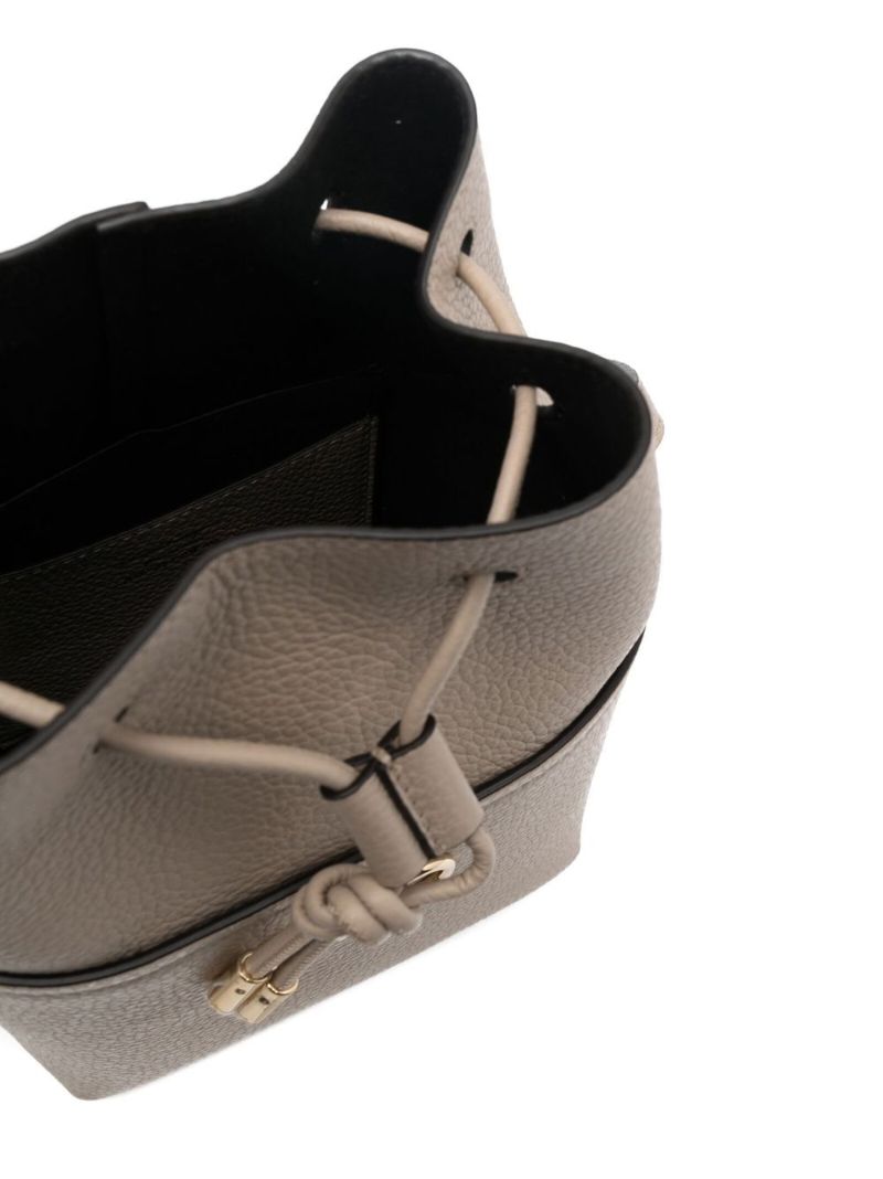 Beige Gancini Bucket Shoulder Bag