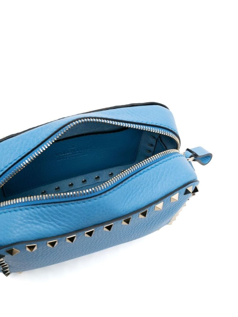 Blue Leather Rockstud Cross Body Bag