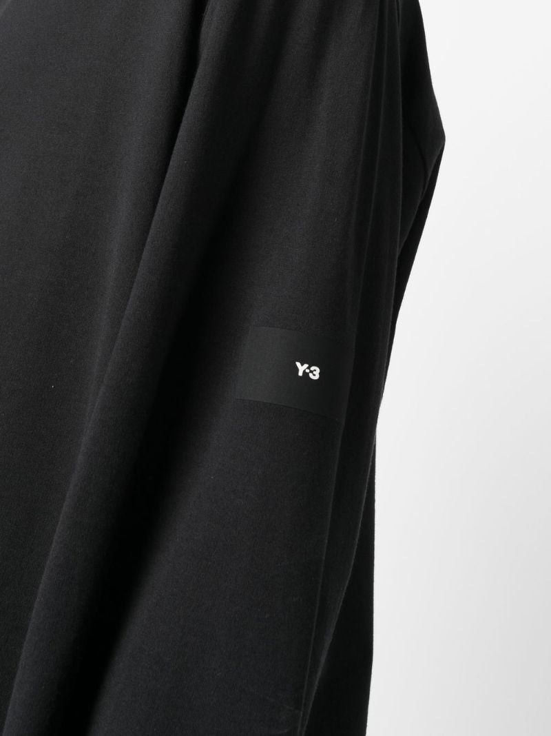 Black Mock-neck Long-sleeve Cotton T-shirt