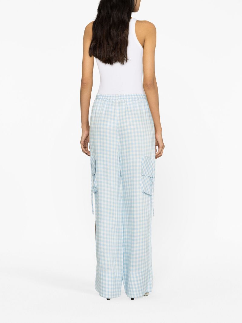 Blue Safari Gingham Cargo Trousers