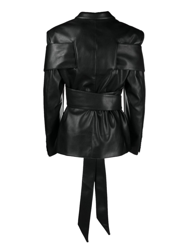 Black Faux Leather Stole Blazer