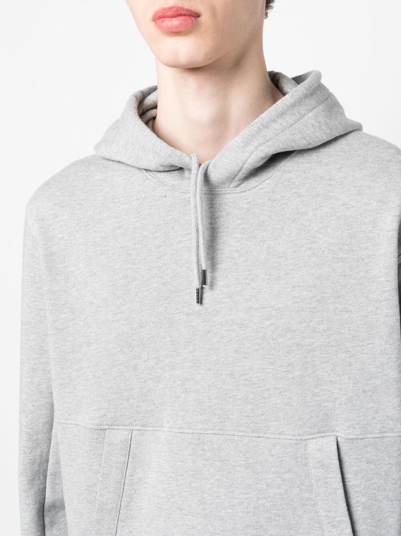 Grey Diagonal Raised Cotton Fleece Hoodie