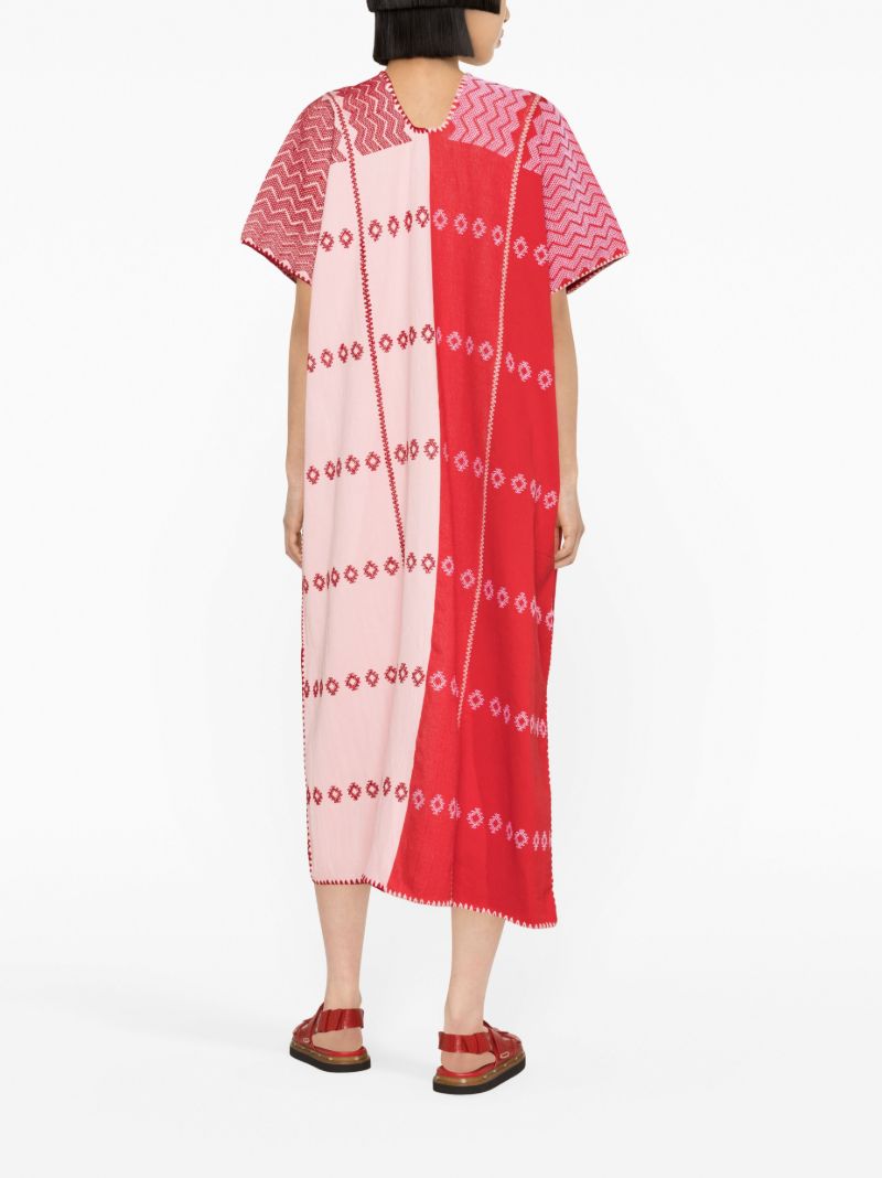 Pink Graphic-patterned Midi Dress