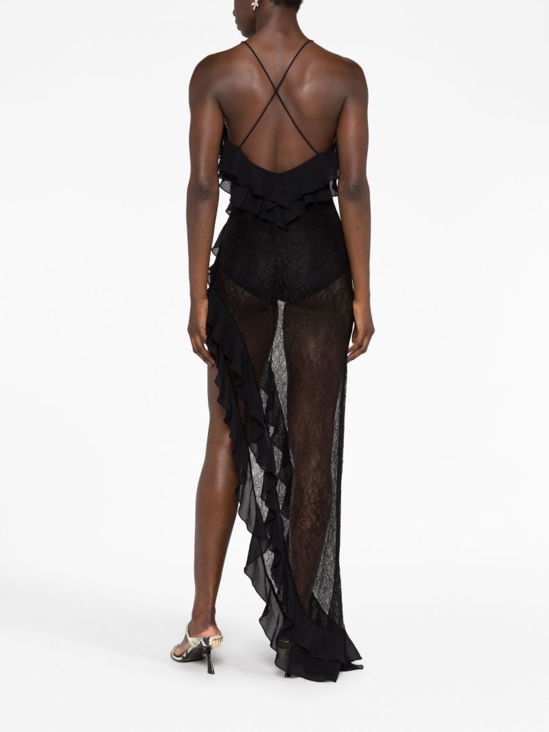 Black Tranquilla Ruffled Maxi Dress