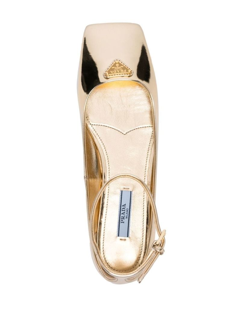 Gold-tone Logo Ankle Strap Pumps