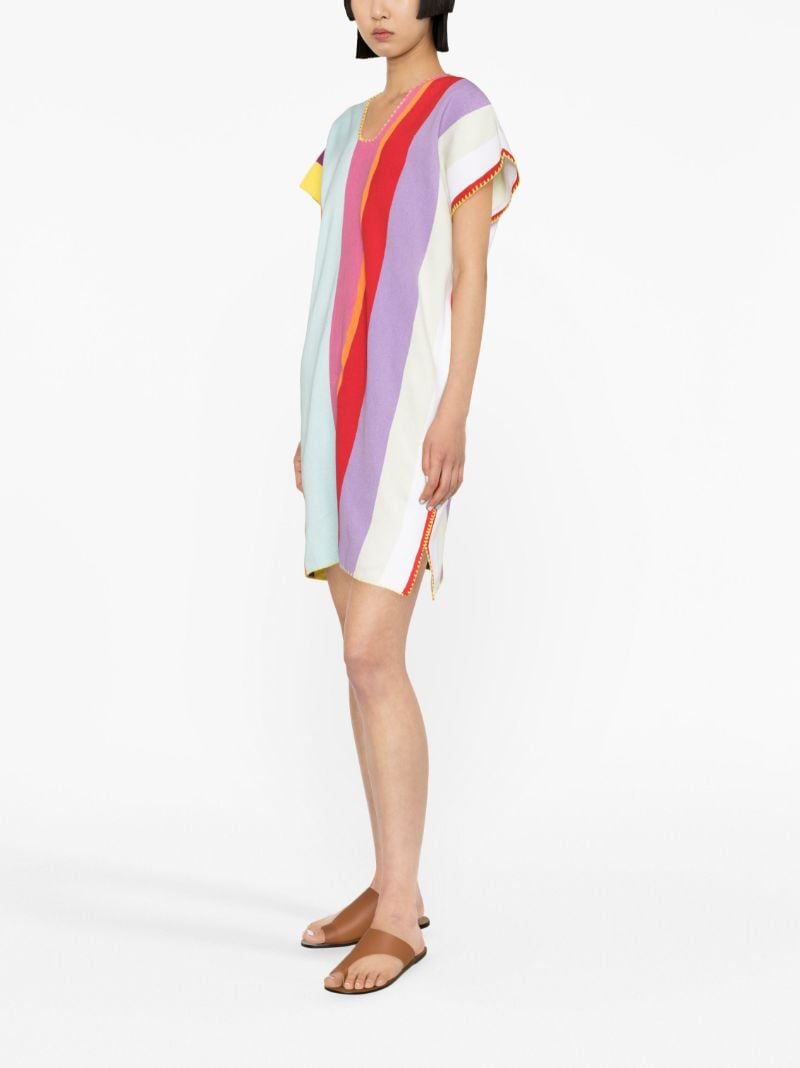 Red Striped Kaftan Mini Dress