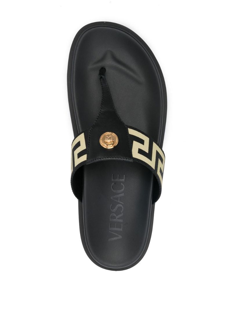 Black Medusa Greca Sandals