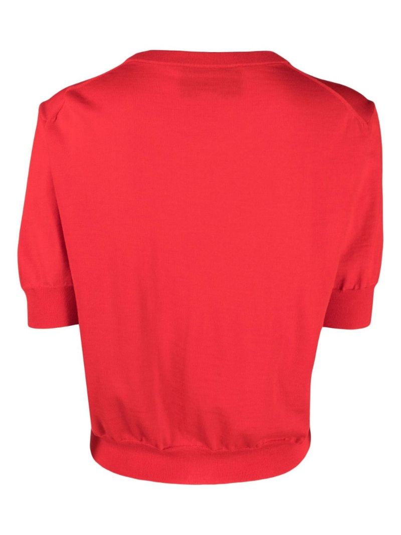 Red Horsebit-embroidered Knit Top