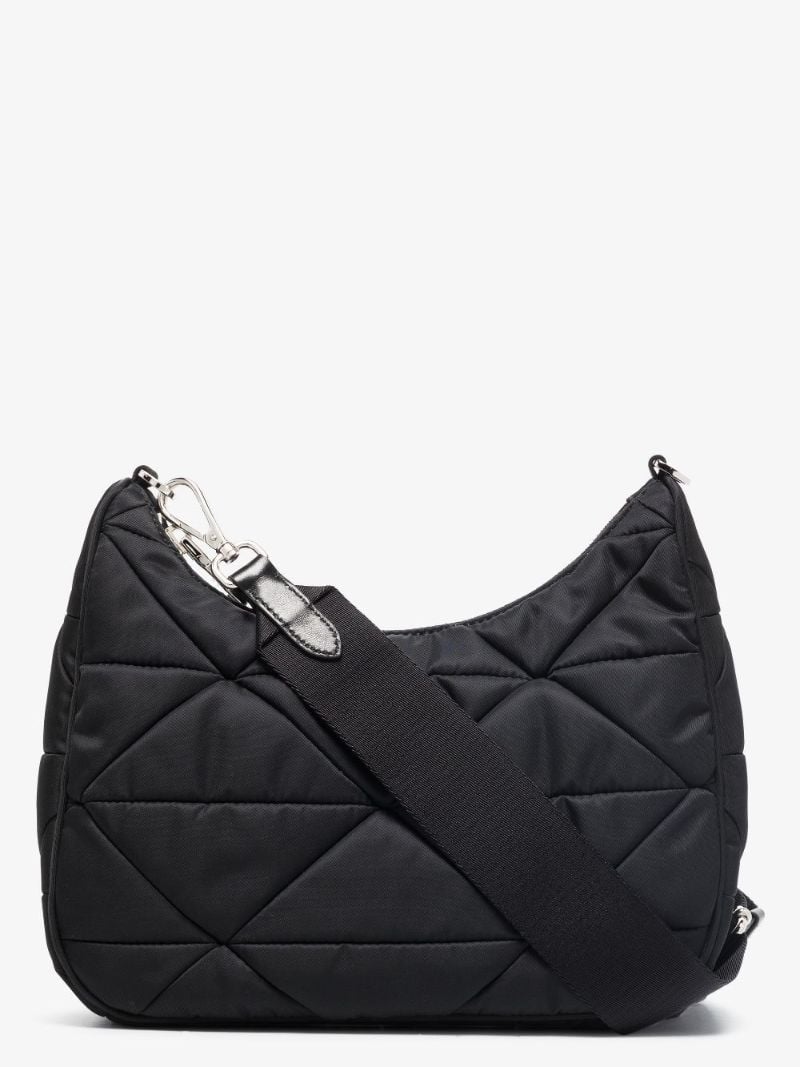 Black Re-nylon Quilted Cross Body Bag